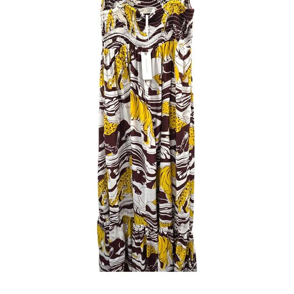 Anthropologie Dress Womens Size Small Cat Lion King Jaguar Maxi Animal Brown New - Picture 7 of 15